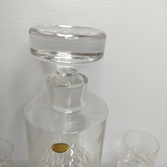 Crystal Decanter & 6 Glasses Whiskey Bourbon Crystal Poland Original Sticker MCM - Picture 6 of 16